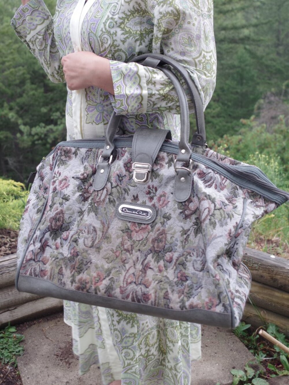 This Is A Vintage Oscar De Renta Floral Tapertry Handbag